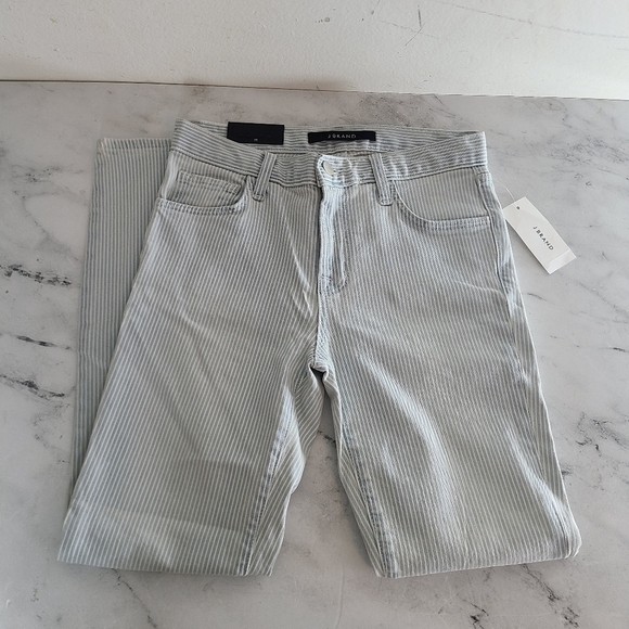 J Brand Capri Mid Rise Stripe White Blue Jeans 25 NWT - Picture 5 of 8